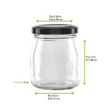Smooth pudding jar with twist cap (Black Reusable cap) 5oz D:2.36in W:2.55in H:3.14in - 120 pcs Smooth pudding jar with twist cap (Black Reusable cap) 5oz D:2.36in W:2.55in H:3.14in - 120 pcs